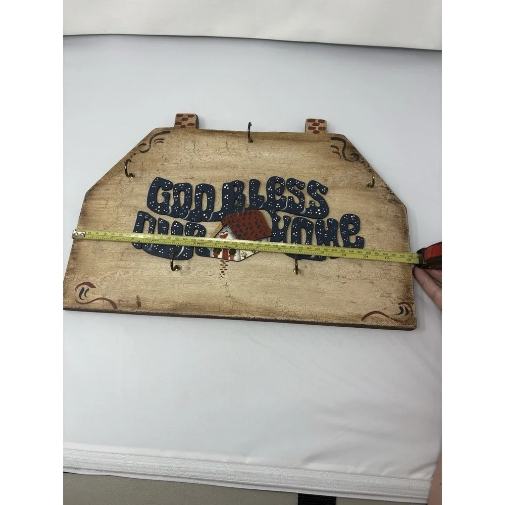 Vintage 90's Wooden Rustic God Bless Our Home Wall Decor Pegs Cottage Primitive